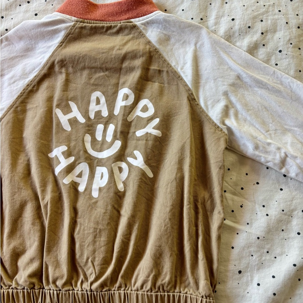 Happy Happy Kids Jacket - Tan and White